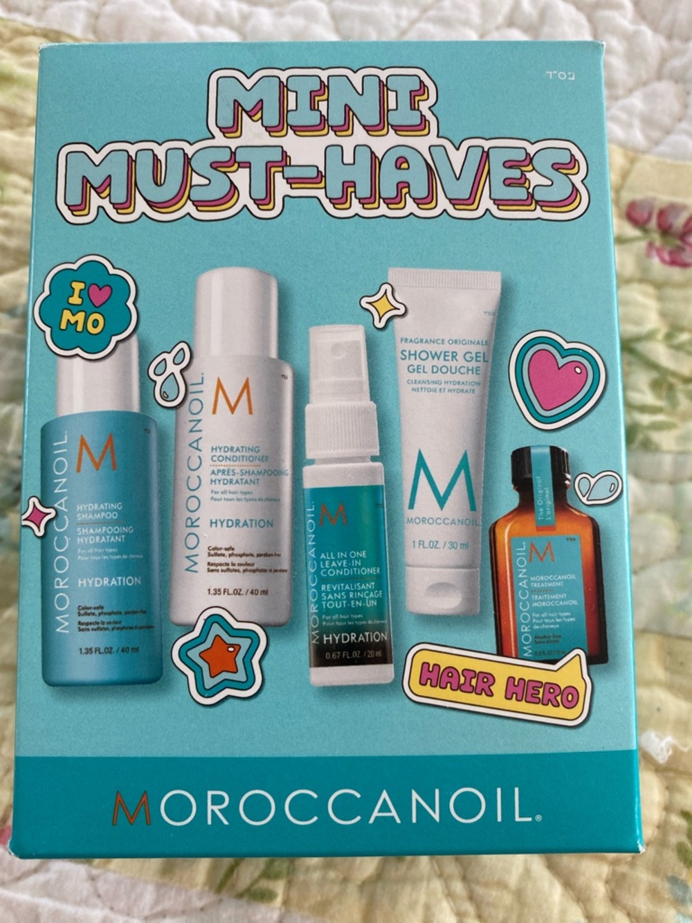 Moroccanoil Travel Mini Must-Haves Set in Teal with Orange Accents